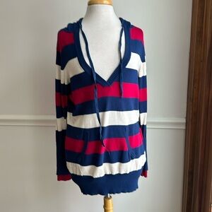 Slope Jr Plus Size Striped sweater Hoodie blue pink white size 1X EUC